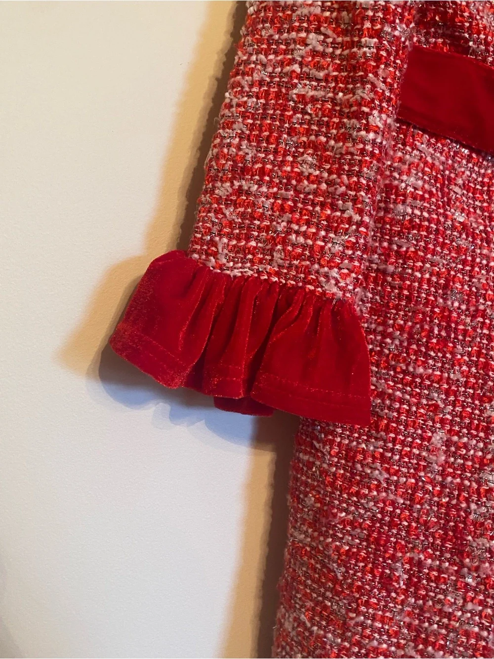 Girls' Red Tweed Coat and Dress Set
